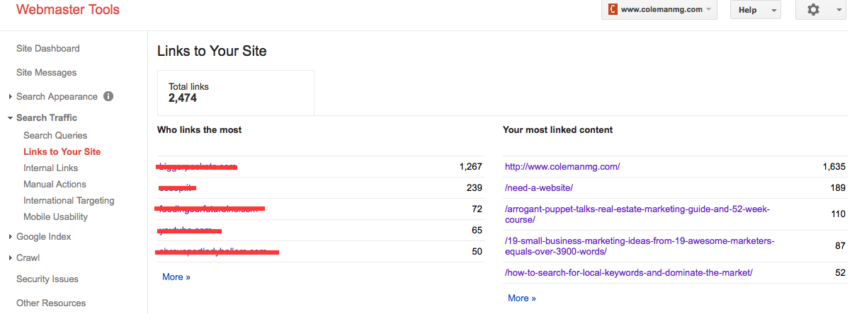 Coleman Marketing Group LLC Google webmaster backlinks