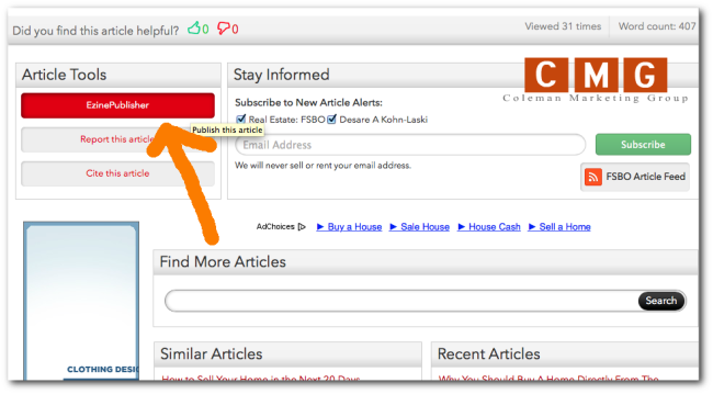 ezinepublisher on coleman marketing group