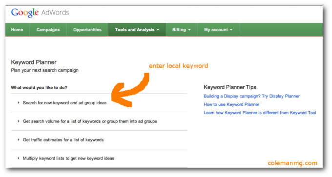 how to do keyword research with keyword planer