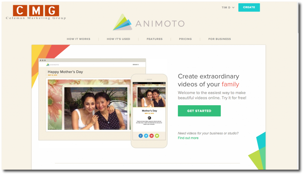 Welcome to Animoto from Coleman Marketing Group LLC