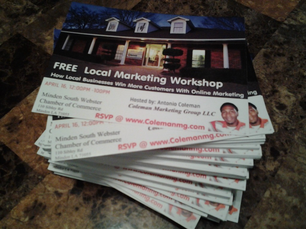 Free local marketing workshop at Minden Chamber of Commerce by Antonio Coleman of Coleman Marketing Group LLC