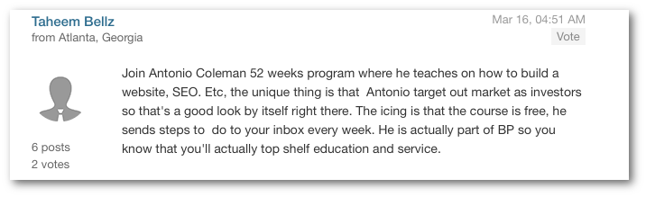 Antonio Coleman Biggerpockets commnet