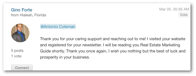 Gino Forte reply to Antonio Coleman