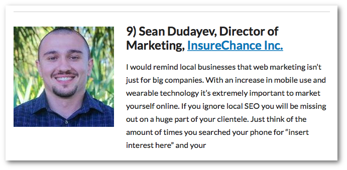 Sean Dudayev, Director of Marketing, InsureChance Inc